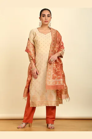 Soch Beige Ethnic Motifs Woven Design Unstitched Dress Material