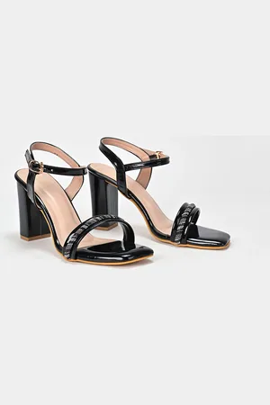 Scentra Embellished Open Toe Block Heels