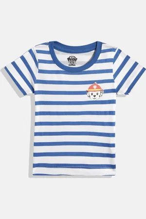 Eteenz Boys Paw Petrol Striped Premium Cotton T-shirt