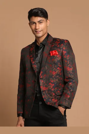 Vastramay Floral Self Design Jacquard Casual Single-Breasted Blazer