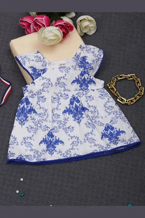 Creative Infants Floral Printed Cap Sleeves Cotton Fit & Flare Dress