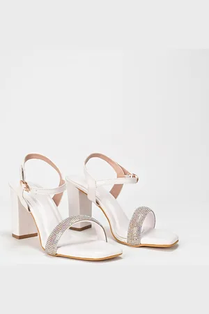 Scentra Embellished Open Toe Block Heels