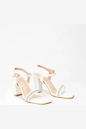 Scentra Embellished Open Toe Block Heels