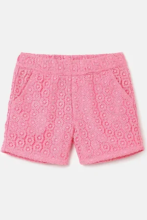 Benetton Girls Floral Self Design Mid-Rise Shorts