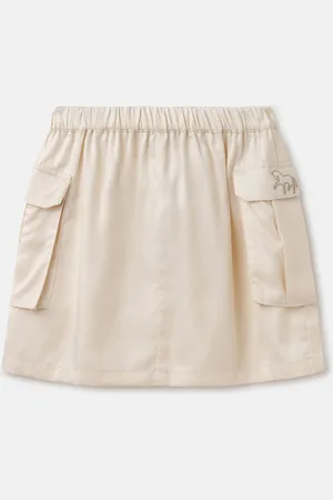 Benetton Girls Mid Rise Pure Cotton A-Line Skirt