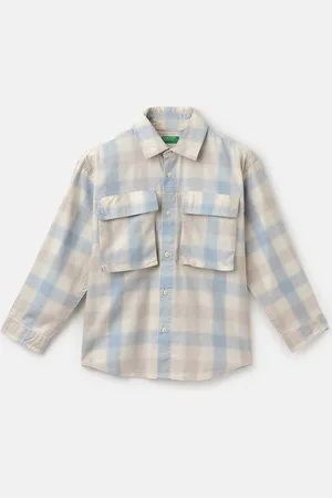 Benetton Boys Checked Spread Collar Cotton Regular Fit Casual Shirt