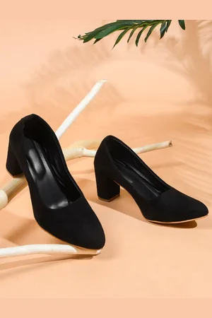 TRY ME Pointed Toe Suede Block Pumps