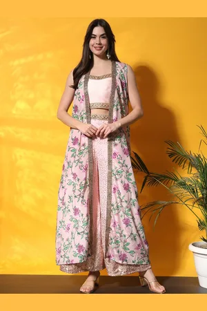 Chhabra 555 Printed Top & Palazzo With Shrug