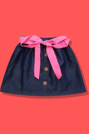 Superminis Girls Pure Cotton A-Line Denim Mini Skirt