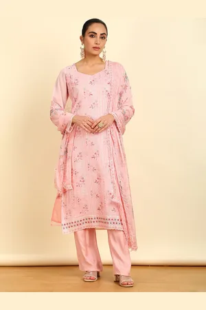 Soch Pink Floral Embroidered Sequinned Unstitched Dress Material