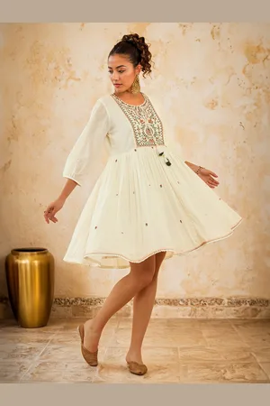 Soch Floral Embroidered Cotton A-Line Dress