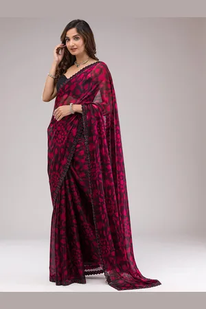 Koskii Floral Printed Organza Saree