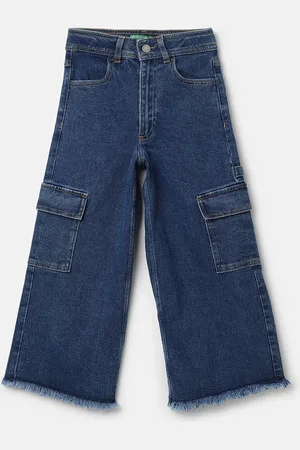 Benetton Girls Wide Leg Mid Rise Clean Look Jeans