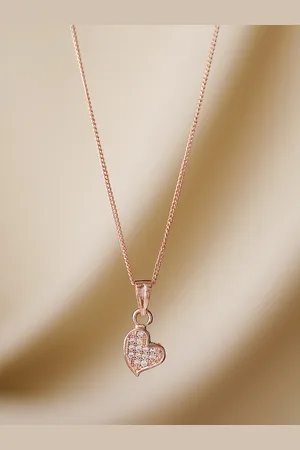 Priyaasi Rose Gold Plated AD-Studded Pendant With Chain