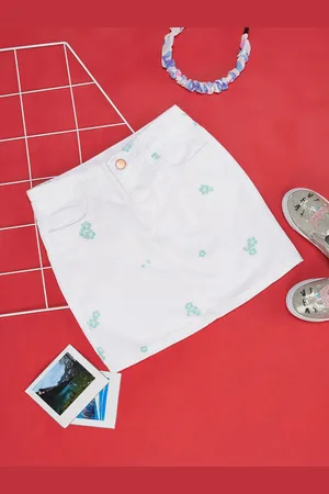 Pantaloons Girls Printed Pure Cotton A-Line Mini Skirt