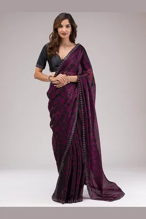 Koskii Abstract Printed Organza Saree