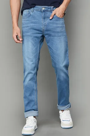 Lifestyle Men Tapered Fit Mid-Rise Clean Look Light Fade Cotton Jeans