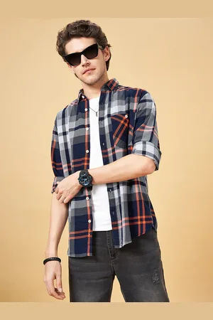 Pantaloons Spread Collar Long Sleeves Slim Fit Checked Casual Shirt