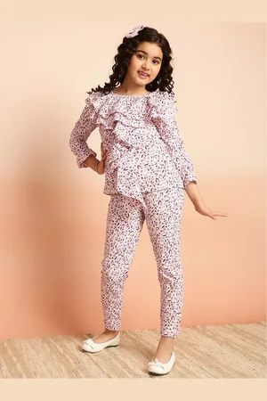 BAESD Girls Printed Top & Palazzos Clothing Set