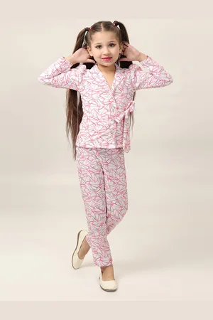 BAESD Girls Geometric Printed Lapel Collar Shirt With Palazzo