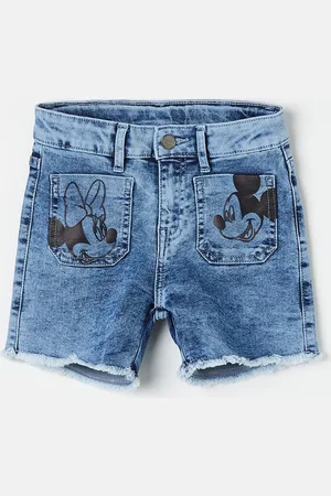 Lifestyle Girls Mickey & Friends Printed Denim Shorts