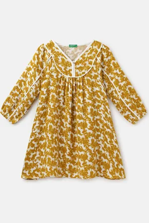 Benetton Girls Floral Printed A-Line Dress