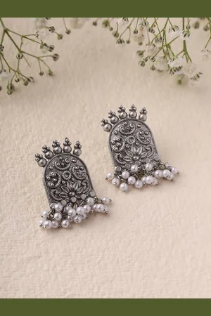 Priyaasi Silver-Plated Floral Studs