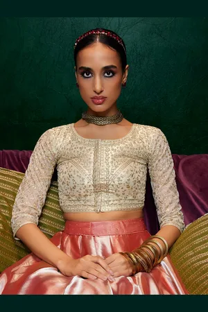 Soch Embroidered Sequined Net Saree Blouse