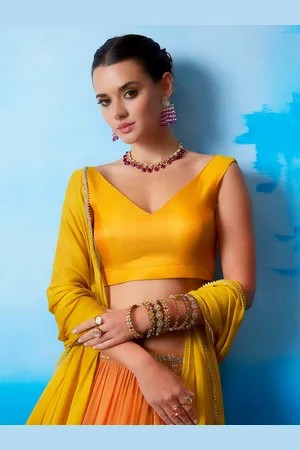 Soch V-Neck Tussar Saree Blouse