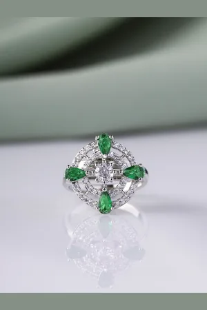 Priyaasi Silver-Plated AD-Studded Finger Ring