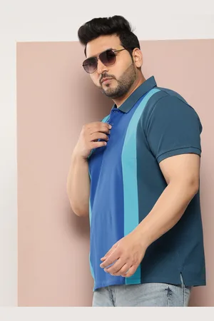 Sztori Men Plus Size Colourblocked Polo Collar Bio Finish Pure Cotton T-shirt