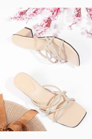 TRY ME Embellished Open Toe Block Heels