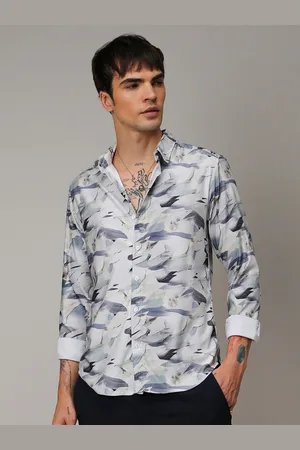 Campus Classic Abstract Printed Spread Collar Long Sleeves Casual Shirt
