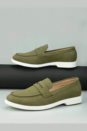 Mast & Harbour Men Olive Green Penny Loafers