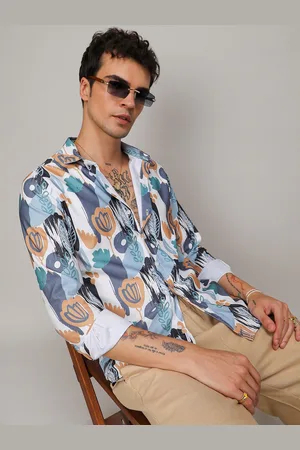 Campus Classic Abstract Printed Spread Collar Long Sleeves Casual Shirt