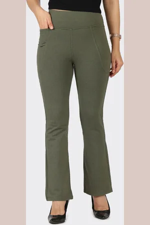 BlissClub Women Tailored Flared High-Rise Wrinkle Free Trousers