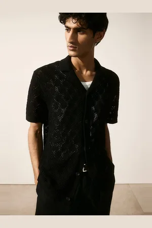 H&M Regular Fit Crochet-Look Resort Shirt