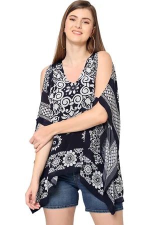 Cloth Haus India Ethnic Motif Printed Cold Shoulder Sleeves kaftan Top