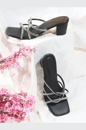 TRY ME Embellished Open Toe Block Heels