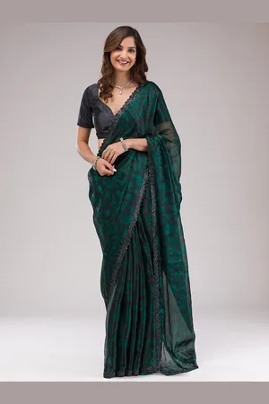 Koskii Ethnic Motifs Embroidered Organza Saree