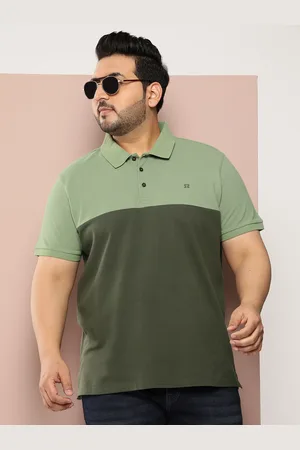 Sztori Men Plus Size Colourblocked Polo Collar Bio Finish Pure Cotton Golf T-shirt