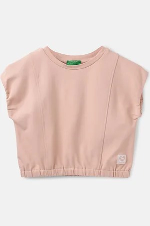 Benetton Girls Round Neck Pure Cotton T-shirt