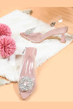 TRY ME Embellished Peep Toe Backstrap Block Heels