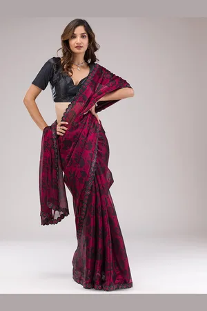 Koskii Floral Printed Organza Saree
