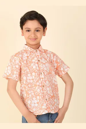Fabindia Boys Floral Printed Cotton Casual Shirt