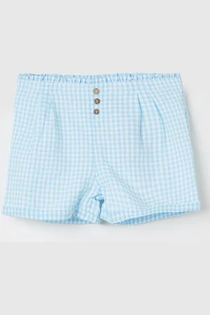 Lifestyle Girls Mid-Rise Checked Cotton Shorts