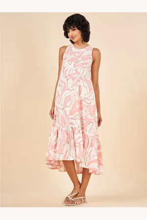Pantaloons Floral Printed Flared A-Line Cotton Midi Dress