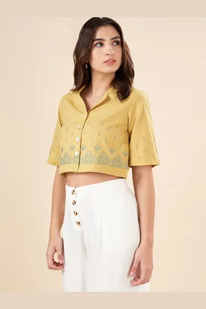 Pantaloons Ethnic Motifs Print Cotton Boxy Crop Top
