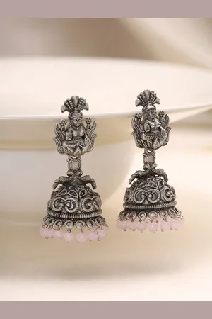 Priyaasi Silver Plated Temple Jhumkas