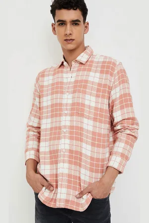 Lifestyle Men Tartan Checked Spread Collar Long Sleeves Cotton Casual Shirt